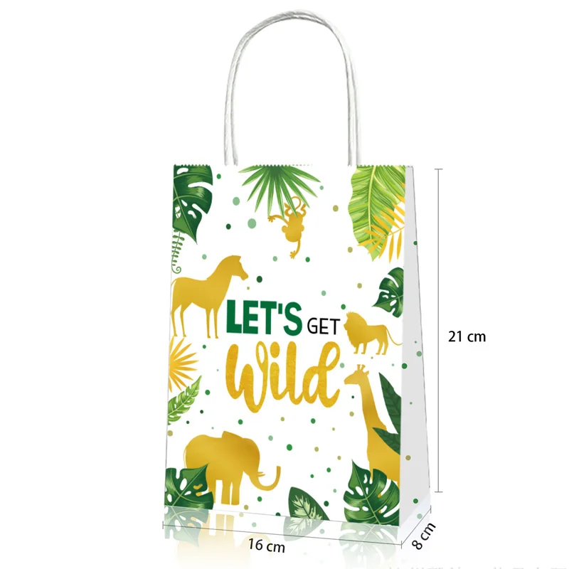

12pcs/Set Party Favors Gift Bag Handbags Kids Birthday Paper Bags Decoration Forest Theme Party Baby Shower Packaging Supply