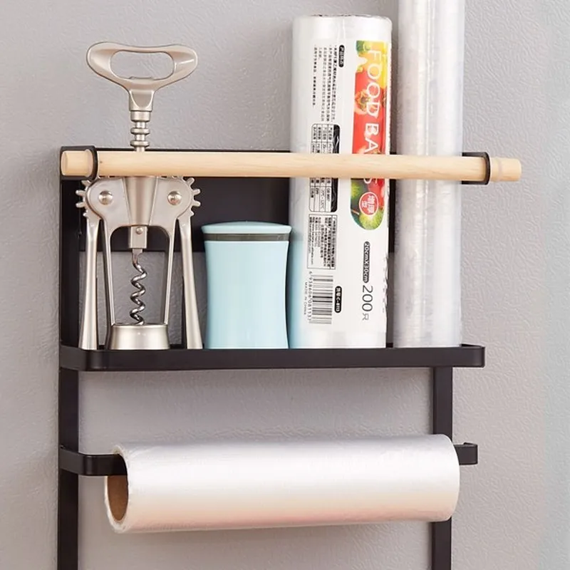

Magnetic refrigerator storage rack anti-rust kitchen storage rack spice rack paper towel rack with hook strong suction