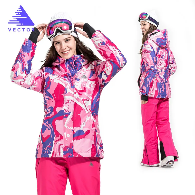 Плотный теплый лыжный костюм женский водонепроницаемый ветрозащитный комплект