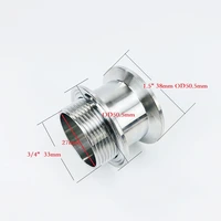 tri clamp adapter 1 538mmod50 5 dn2533mm external thread with silicone gasket or nut stainless steel height 48mm