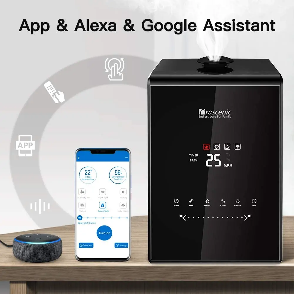 Увлажнитель воздуха Proscenic 808C для спальни 5 3 л управление через приложение и Alexa