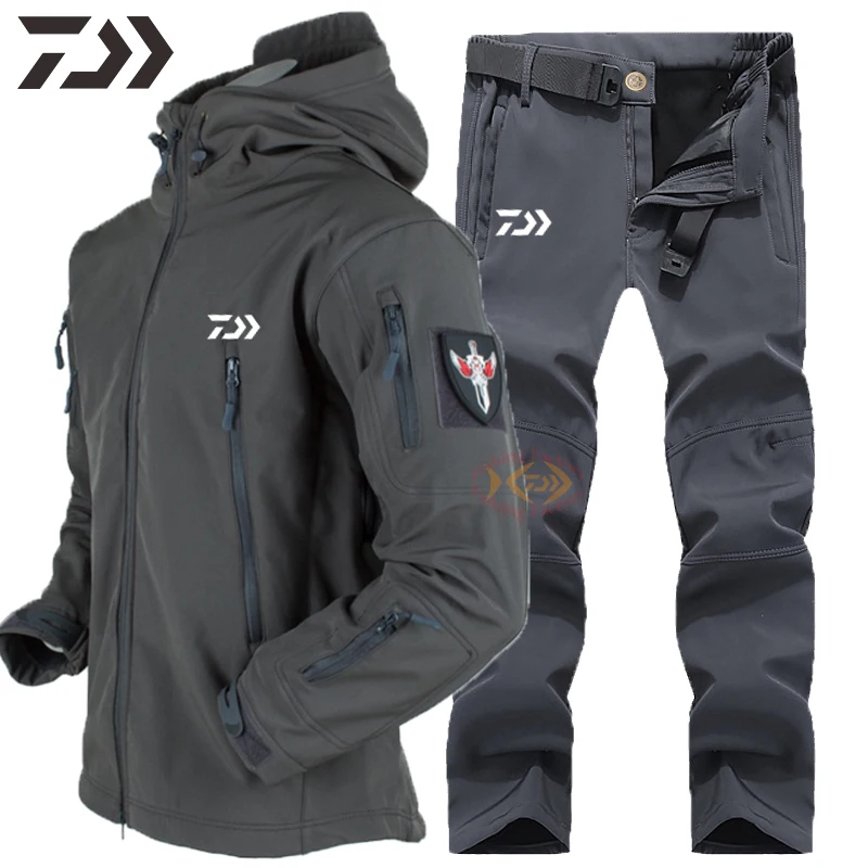 

Winter Men's Clothing Waterproof Windproof Fishing Clothes Hunting Soft Shell Fleece Outdoor Cycl Clothing for Fishing Wear Suit