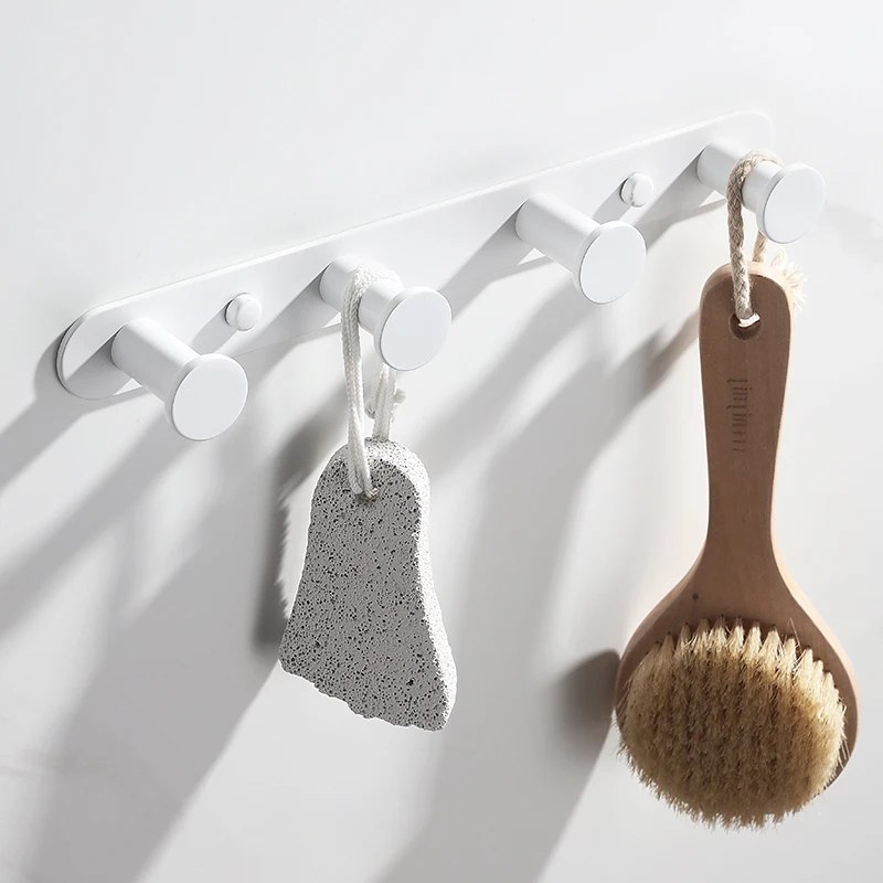 brushed goldwhitematte black stainless steel hooks bathroom accessories wall mounted round robe hook 3 8 hooks free global shipping