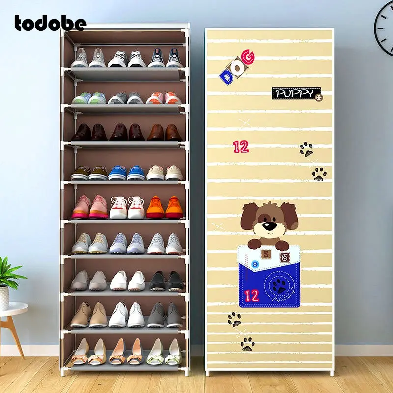 Нетканая тканевая стойка для обуви многослойная Простая установка дома и