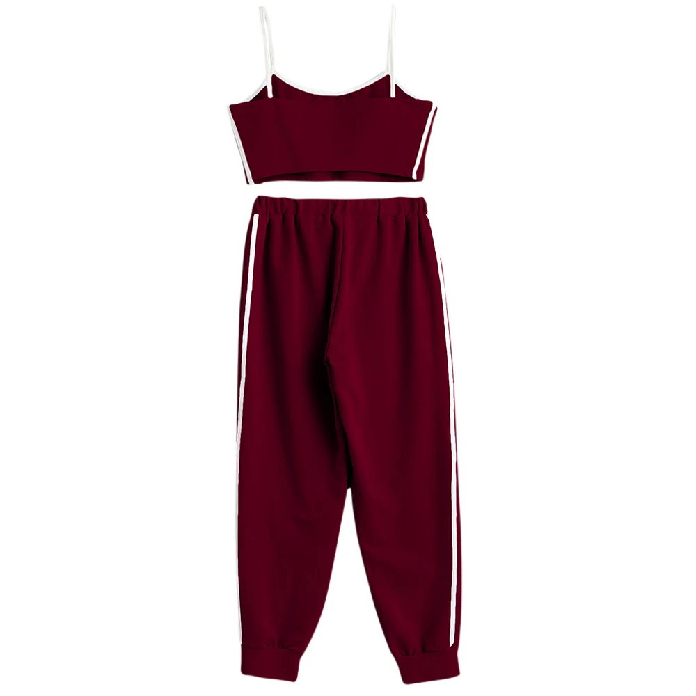 ZAFUL полосатый топ и штаны для бега Женский Повседневный костюм с завязками низ