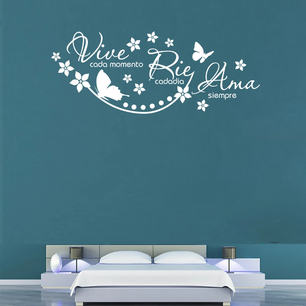 

Inspirational Spanish Quotes "Live Love Laugh" Wall Decor Art Sticker Removable DIY Vinyl Artwork Decals for Living Room