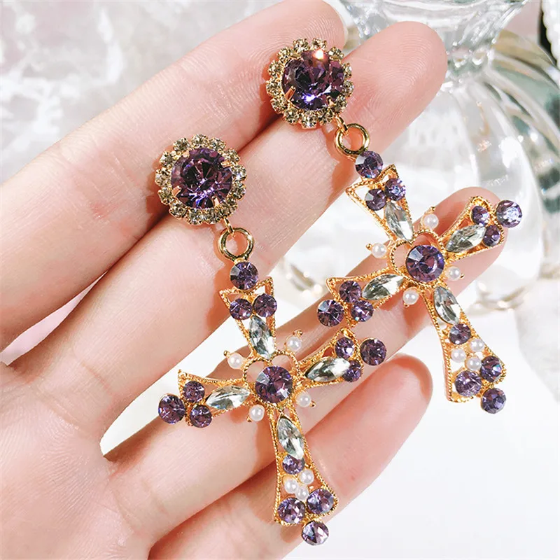 Женские серьги-подвески с кристаллами Винтажные серьги в стиле барокко модные