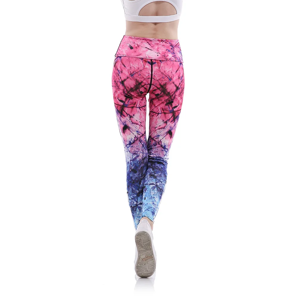 Модные женские розовые леггинсы с буквенным принтом и высокой талией