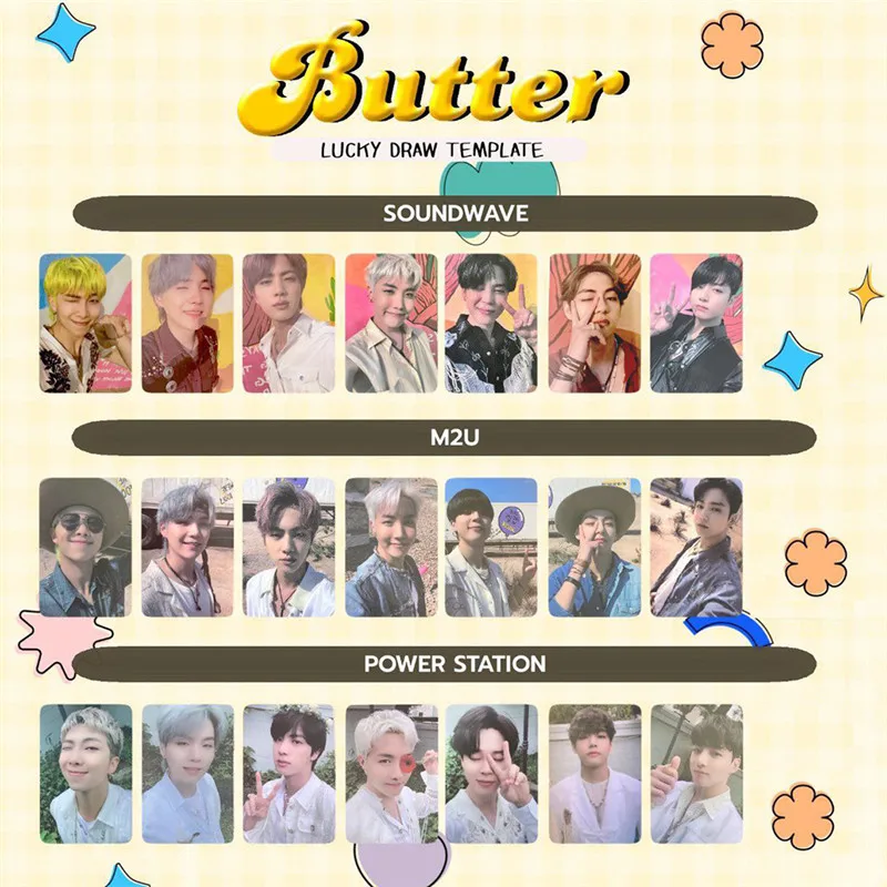 

7Pcs/Set Kpop Bangtan Boys Album Butter Photocard Lucky Draw Event LOMO Cards JIMIN JIN SUGA M2U Soundwave Postcard