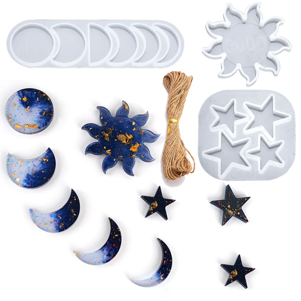 

1set Moon Star Sun Epoxy Resin Molds Jewelry Making Kit Arts and Crafts Supplies Jewelry Office Home Decor Decorations Keychain