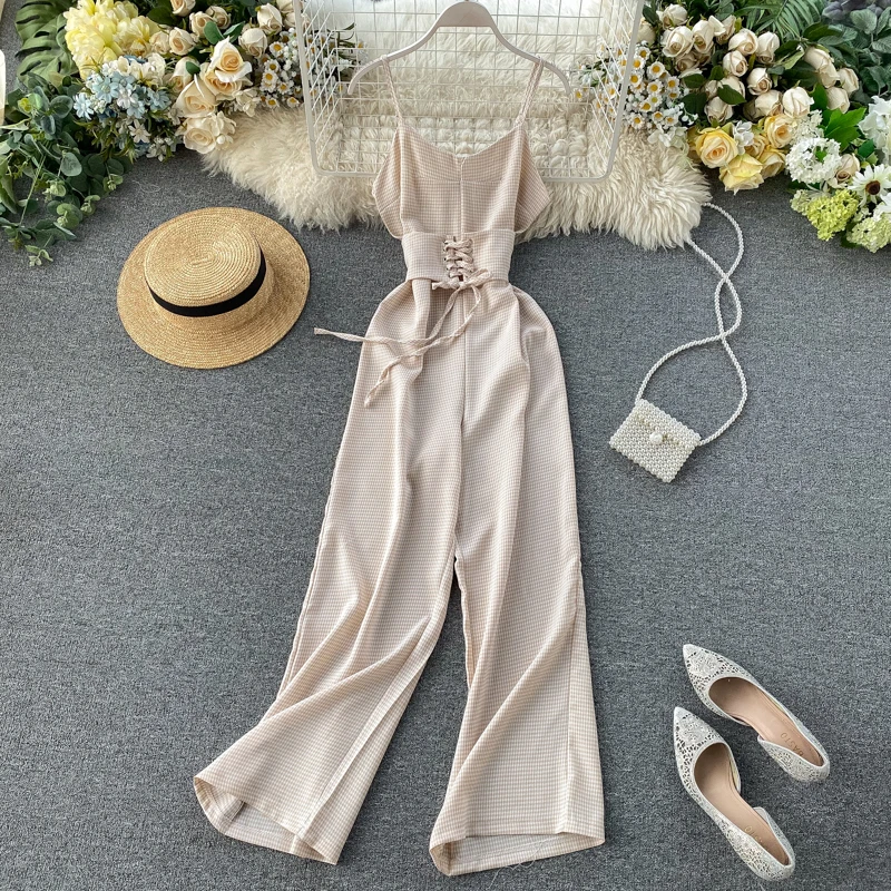 Женские широкие леггинсы в клетку европейском и американском стиле с V образным