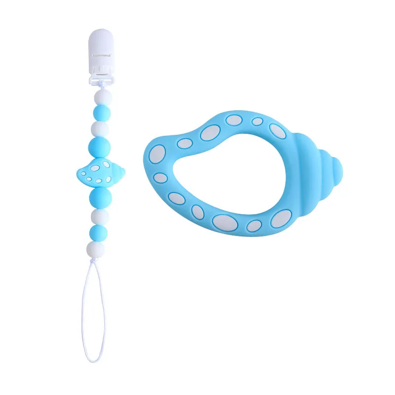 Cadena de chupete para beb&eacute;, mordedor de silicona, juguetes para morder para beb&eacute;, cadena antica&iacute;da, regalos de alimentaci&oacute;n para beb&eacute;-4