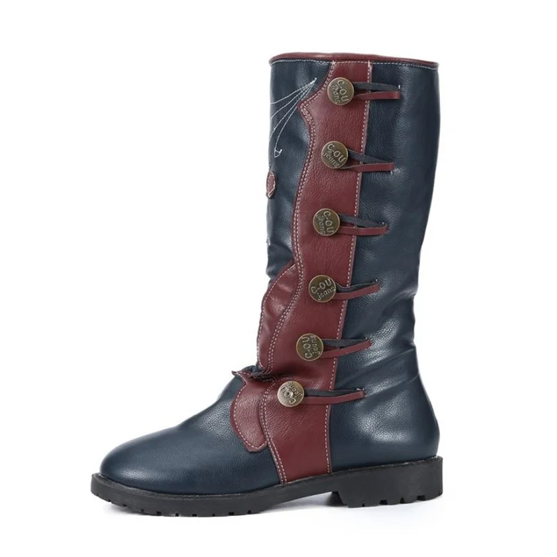 RIZABINA/Новое поступление женские высокие сапоги зимняя обувь в винтажном стиле