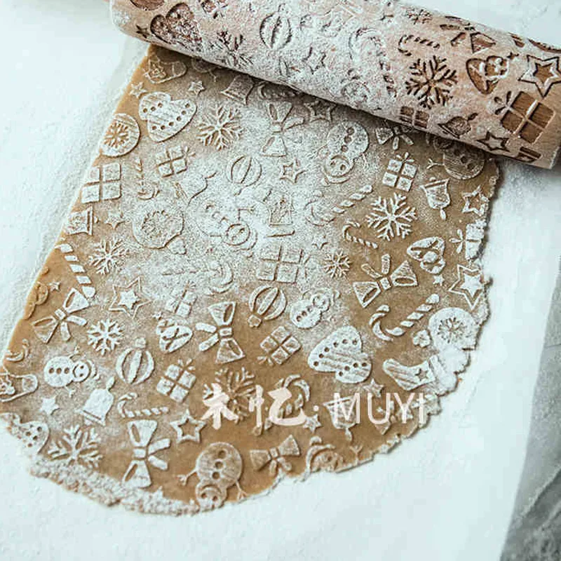 Горячие деревянные рождественские тиснения Скалки Выгравированные DIY