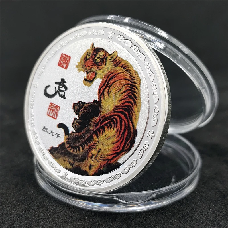 2022 год Тигра сувенирная монета Китайские знаки зодиака серебряные предметы для
