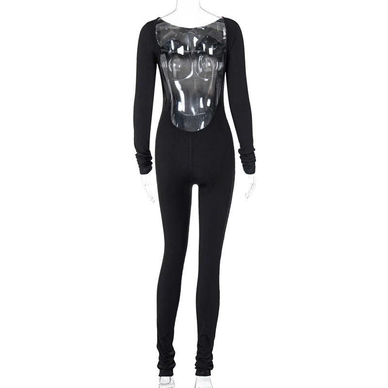 

Chicology 2021 Long Sleeve Solid Backless Skinny Bodycon Jumpsuit Winter Women Fashion Sexy Streetwear Casual Romper Clothing