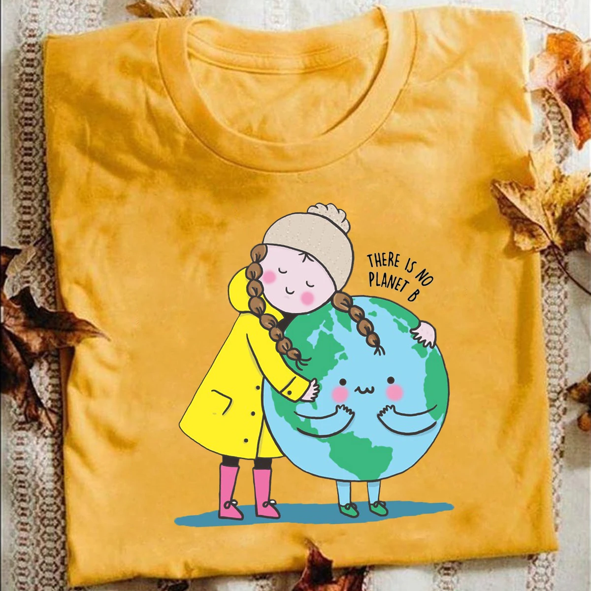 Золотой Greta Thunberg нет планеты B-Save футболка с планетой XS-3XL Мужская рубашка высокого качества хлопок футболки для мужчин и женщин - Цвет: Золотой