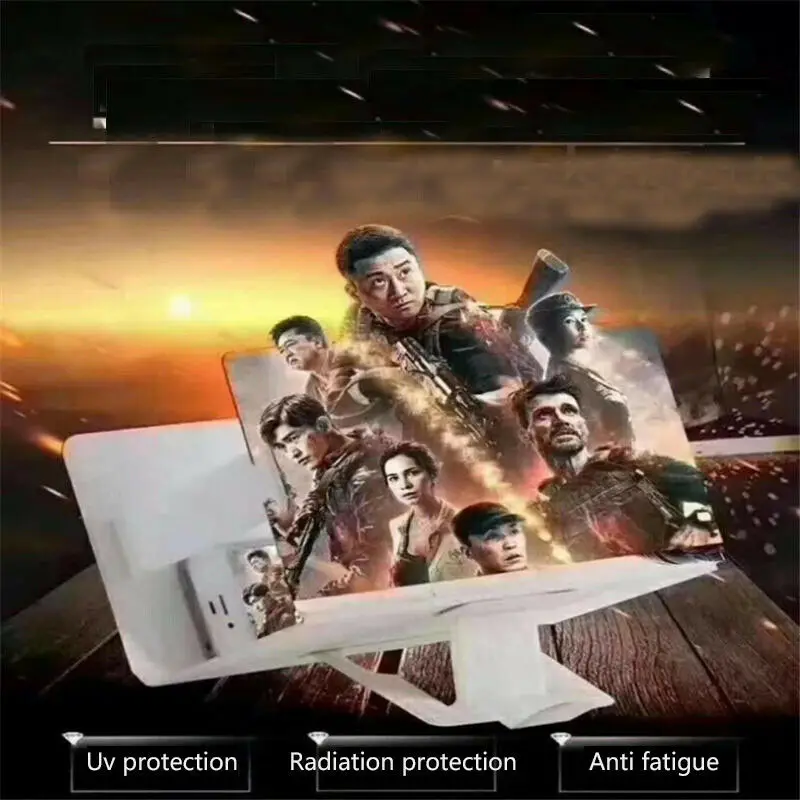 New 3D 8 Inch PU Leather Case Folding Mobile Phone Screen Amplifier Enlarged Magnifier Bracket Cell Holder | Электроника