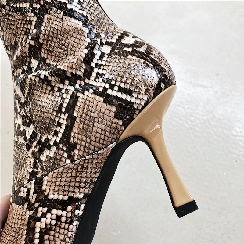 Buono Scarpe/женские ботфорты выше колена высокие сапоги из змеиной кожи с квадратным