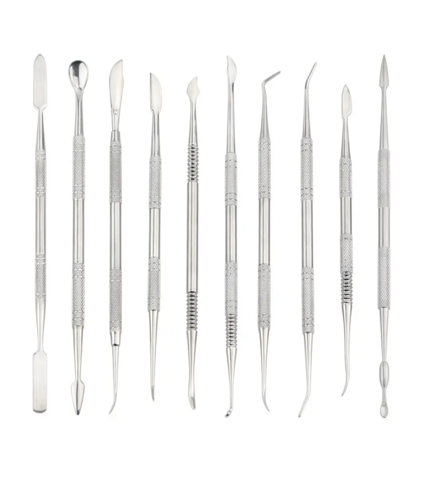 10pcs set Керамические инструменты, набор восковых резчиков из нержавеющей стали, скульптурный шламовый нож, резная полимерная глина, автомобильная форма, полимерный инструмент - Цвет: 10pcs set