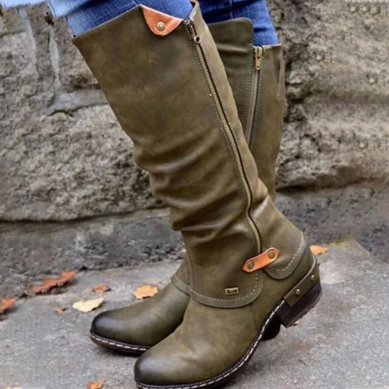 Женские ботинки до середины икры винтажные британские БОТИНКИ из искусственной