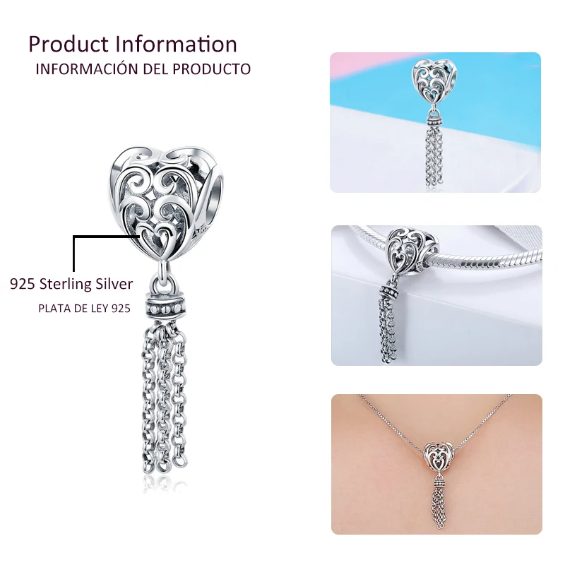 

BISAER Starfish Moon Charms 925 Sterling Silver Summer Sea Starfish Moon STARS Pendants Charms Fit Bracelet Beads Jewelry Making