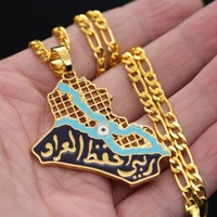 mens new gold map necklace pendant fashion arabian iraq pattern pendant jewelry