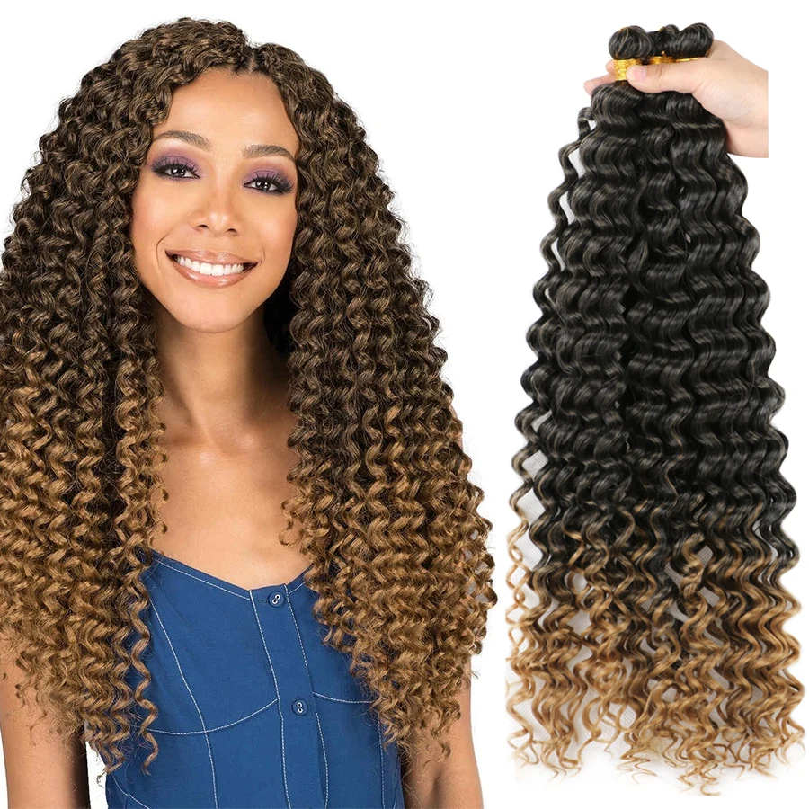 20 Inch Water Wave Crochet Hair Deep Wave Twist Crochet Braids Freetress Synthetic Braiding Hair Natural Wavy Hair Extension