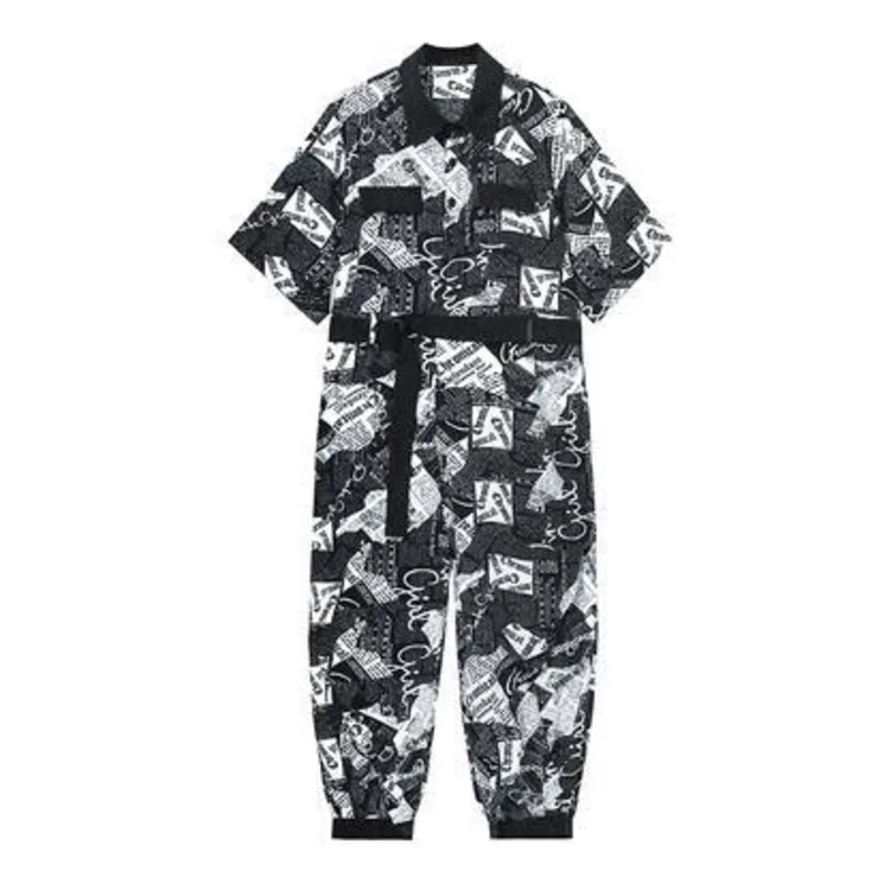 

XUXI Workwear, Prints, Jumpsuits, Women, Thin, Loose, Safari Style Thin Trousers Leg Slit Design, Summer 2021, E2196