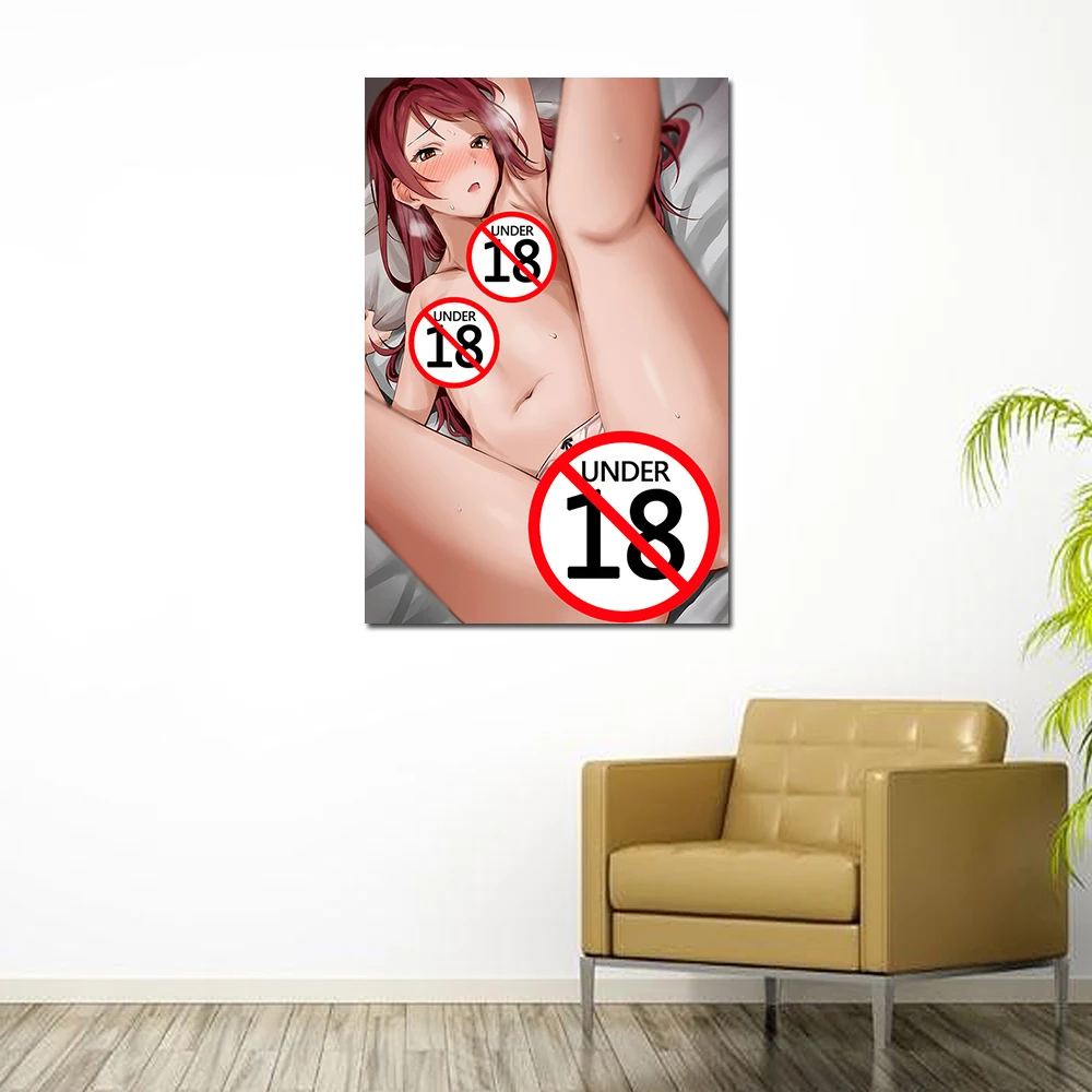 Плакат на холсте с изображением обнаженной девочки из аниме декор для спальни