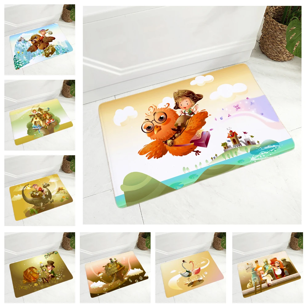 

Милый детский и фотоальбом, нескользящий мягкий фланелевый ковер с принтом, Декор, Мультяшные сказочные персонажи, напольный дверной коври...