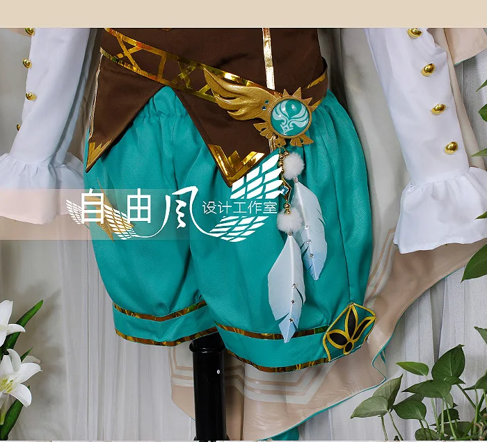 

[Customize]Anime Genshin Impact Venti Game Suit Green Lovely Uniform With Cloak Hat Cosplay Costume Halloween Outfit For Women G