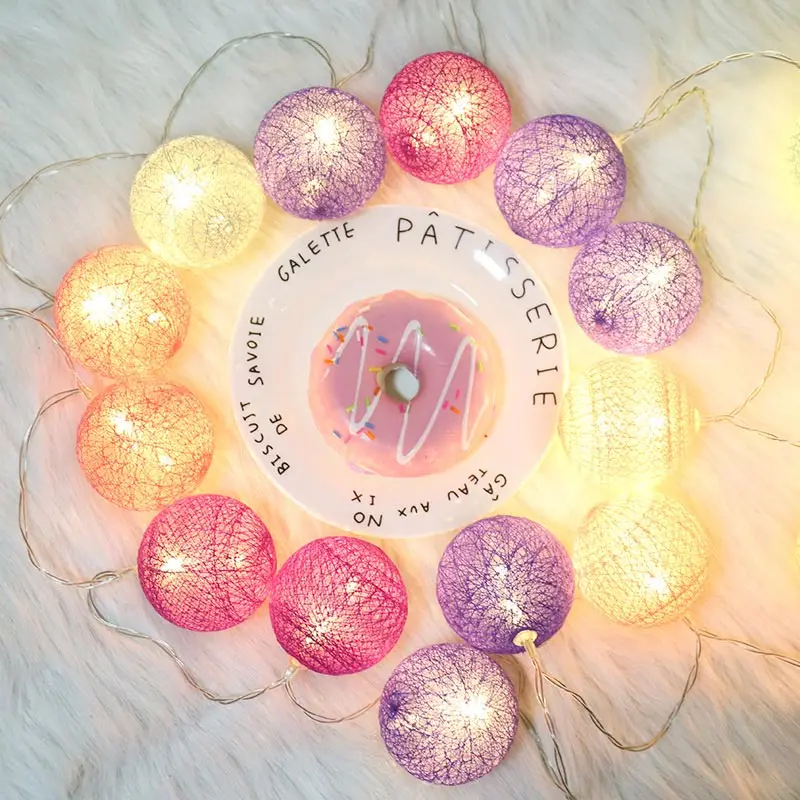 

Cotton Balls LED String Garland Lights Night Lamp Chain Party Holiday Wedding Fairy Baby Bedroom Christmas Outdoor Decorations
