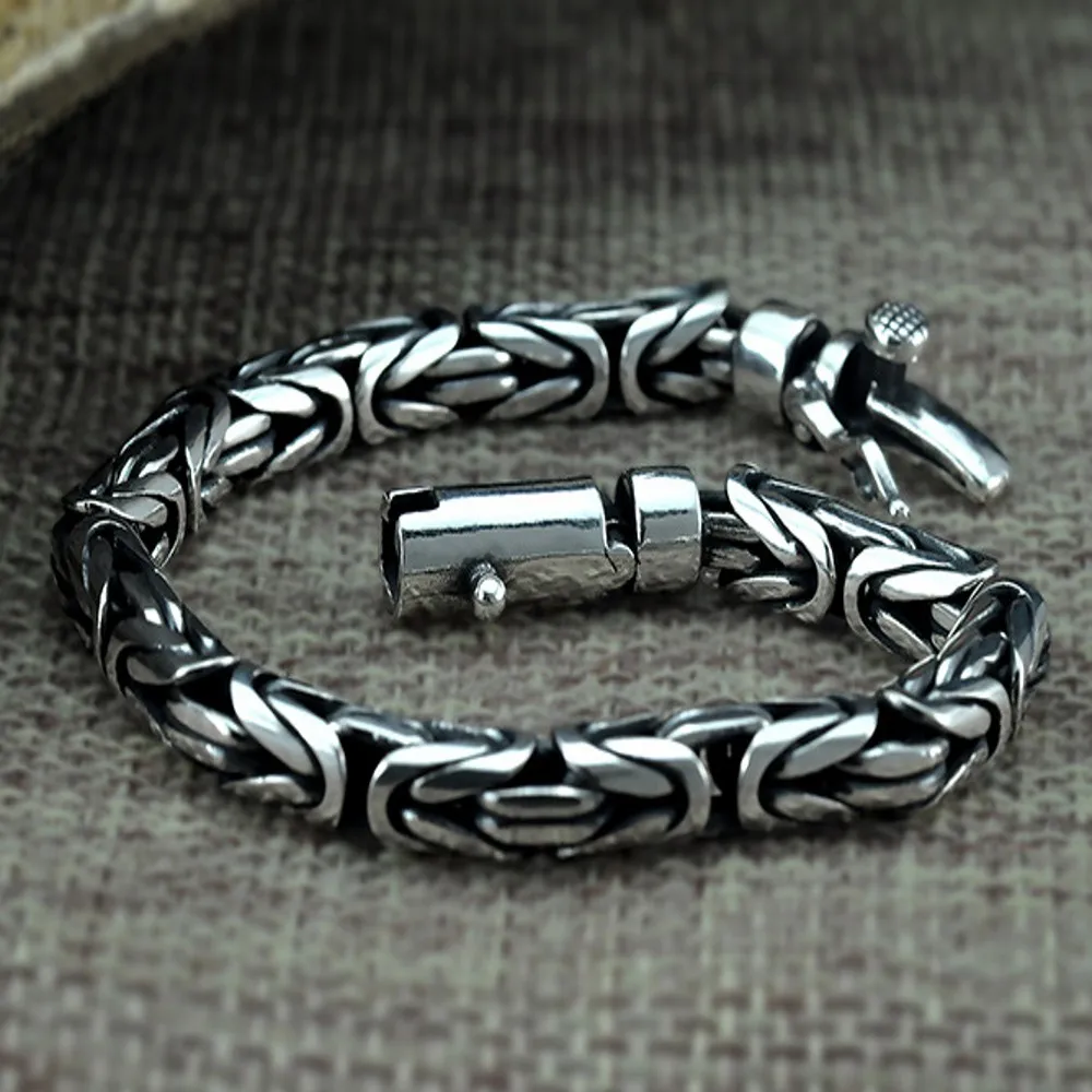BOCAI REAL s925 Pure silver Man bracelet simple personality male creative couple fashion retro Thai jewelry | Украшения и