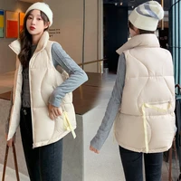 medium and long cotton vest womens 2021 winter new korean stand collar sleeveless down cotton jacket womens slim waistcoat