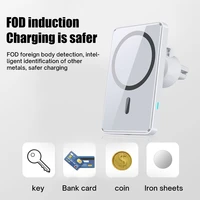 15w fast magnetic wireless charging strong suction car holder air vent bracket for iphone 12 compatible with qi android phone