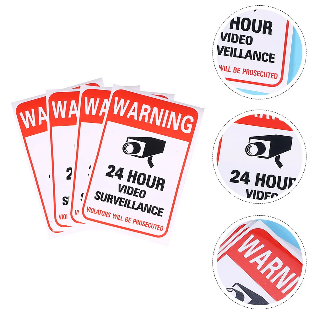 

50Pcs Video Warning Stickers Adhesive Video Surveillance Signs Warning Signs