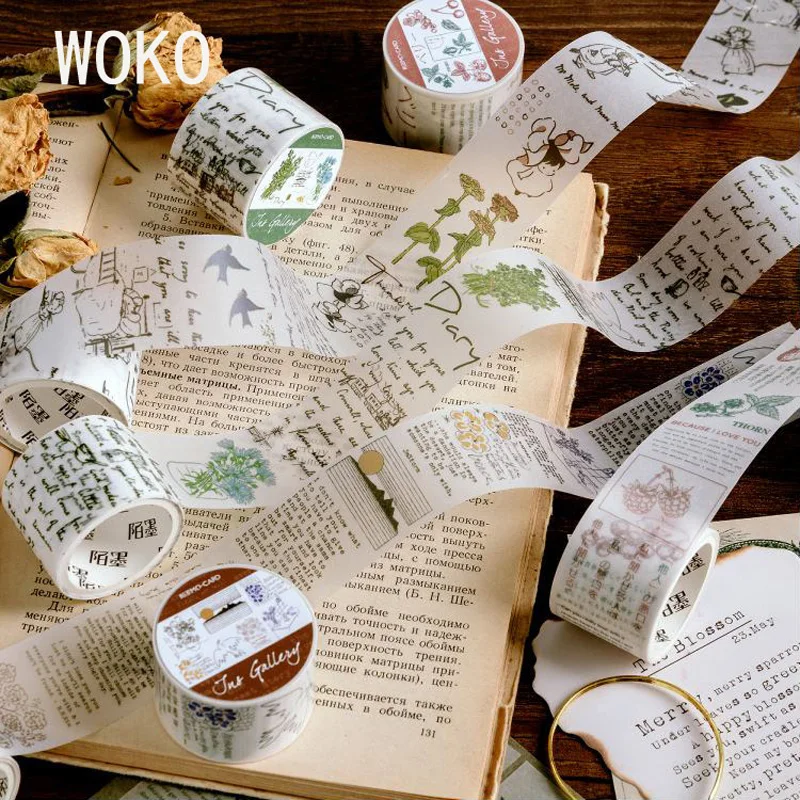 WOKO 30 мм серная кислота бумага маскирующая лента вдохновляющая галерея Ретро животные растения пейзаж поэтическая Васи Лента Сделай Сам Скрапбукинг