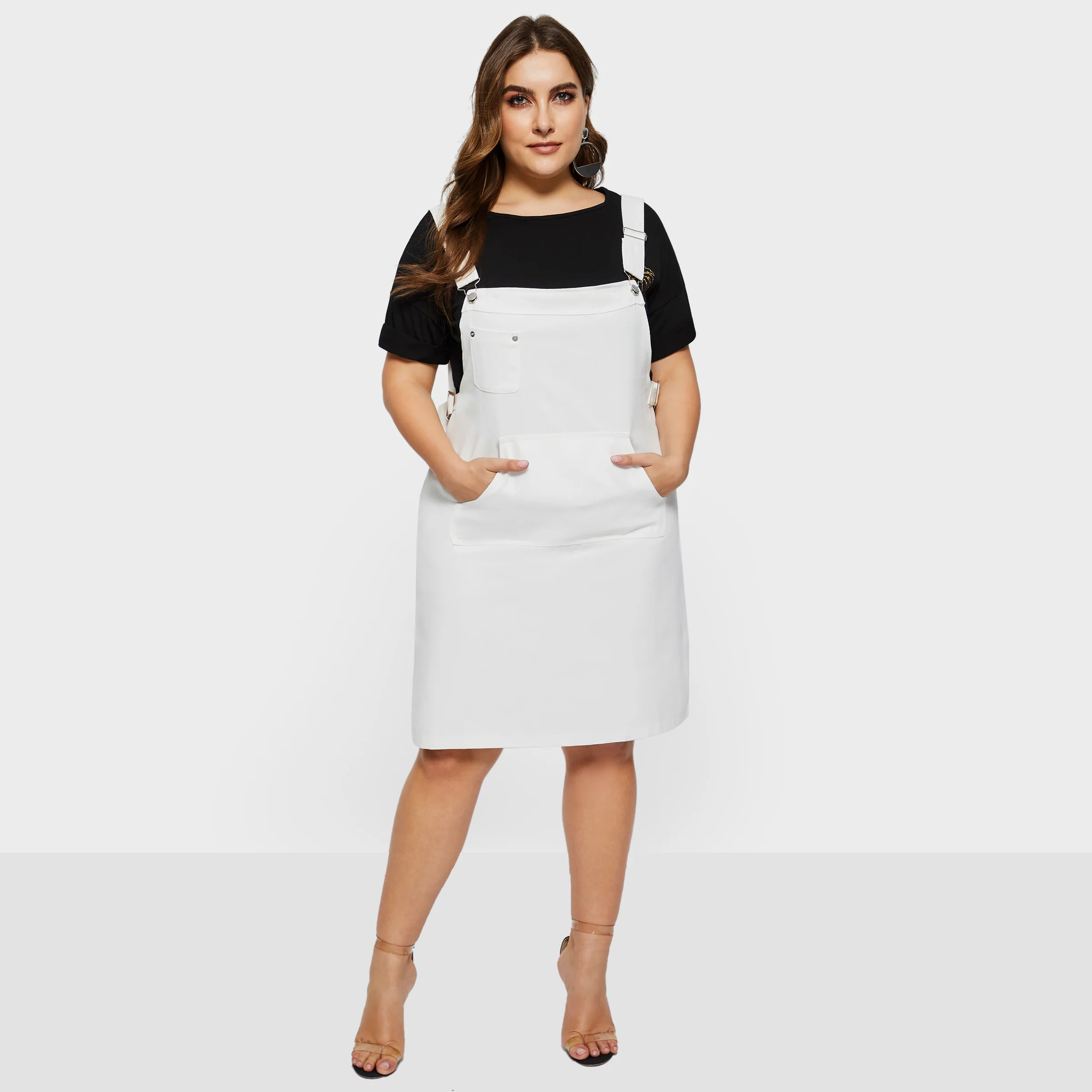 Женские джинсовые платья белые простые повседневные уличные размера плюс