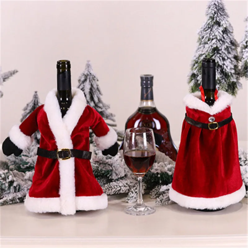 

Christmas Wine Bottle Covers Bag Holiday Santa Claus Champagne Bottle Cover Red Merry Christmas Table Decorations for Home Natal