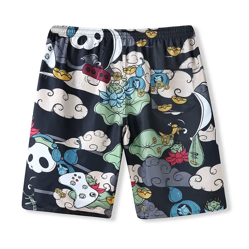 

2021 summer new casual home printed beach pants men's shorts five-point pants tide loose large size seaside quick-drying pants