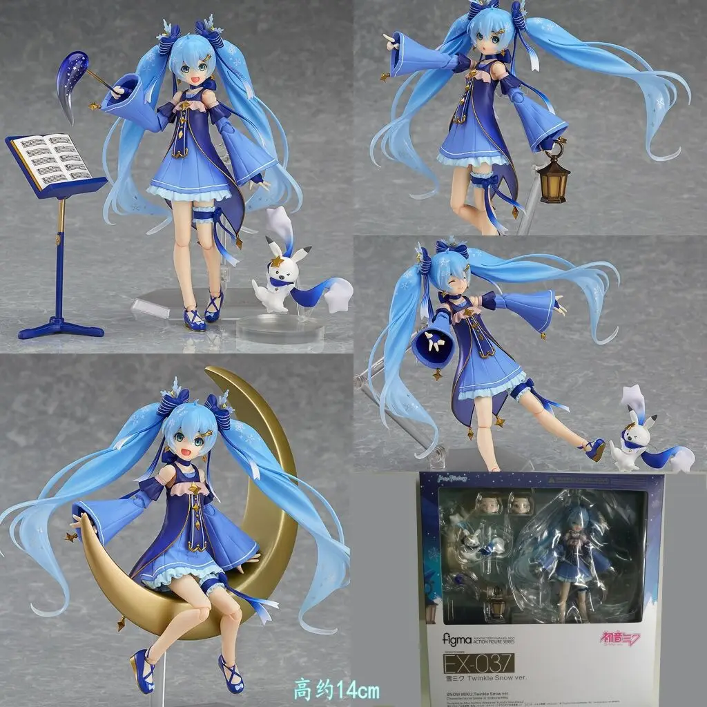 14 см Hatsune Figma EX 037 # Звездный снег Miku Q ver. Kawaill фигурки украшения модели игрушки для