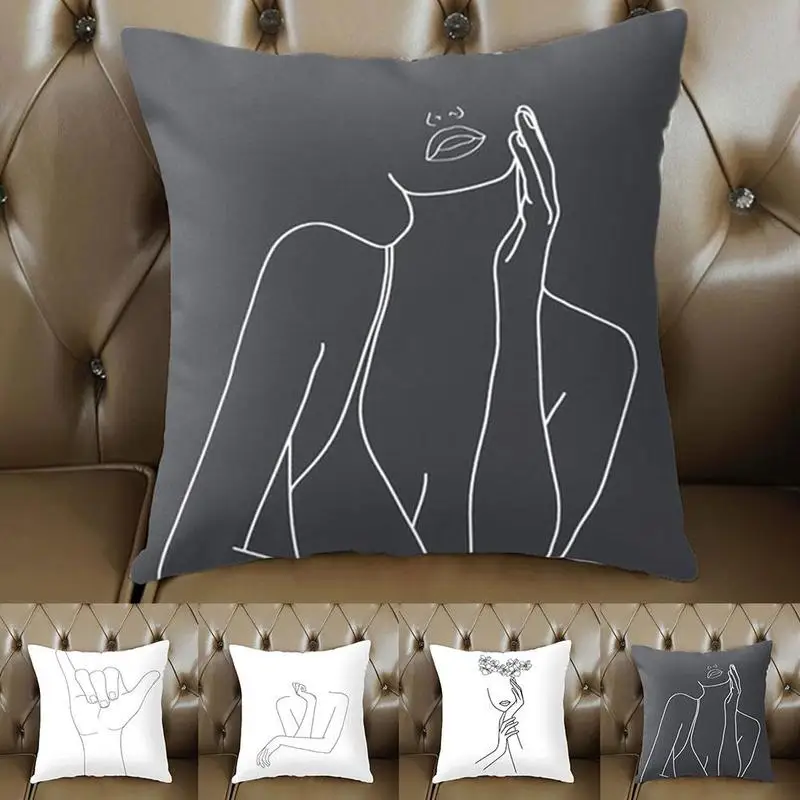 

Новинка персиковая кожа абстрактная белая и черная Подушка Наволочка Автомобильная поясная подушка наволочка без подушки