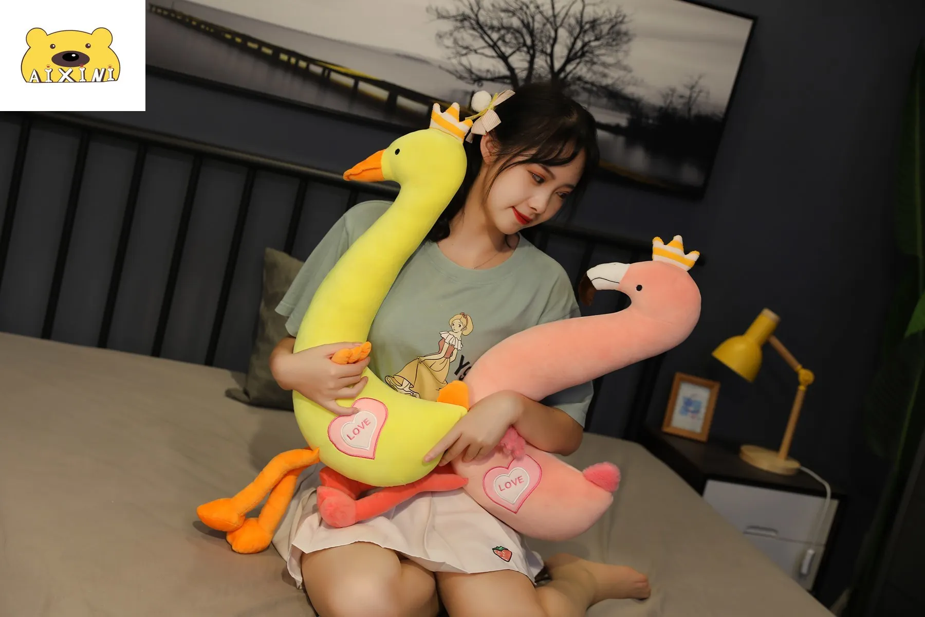 

Flamingo Big Yellow Duck Doll Duck Plush Toys Kawaii Flamingo Stuffed Animals Girl Children Home Bed Decor Birthday Gift Party