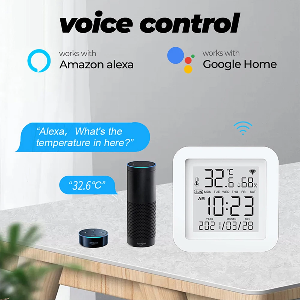 Tuya Wifi датчик температуры и влажности умный дом Крытый Гигрометр с ЖК-дисплеем