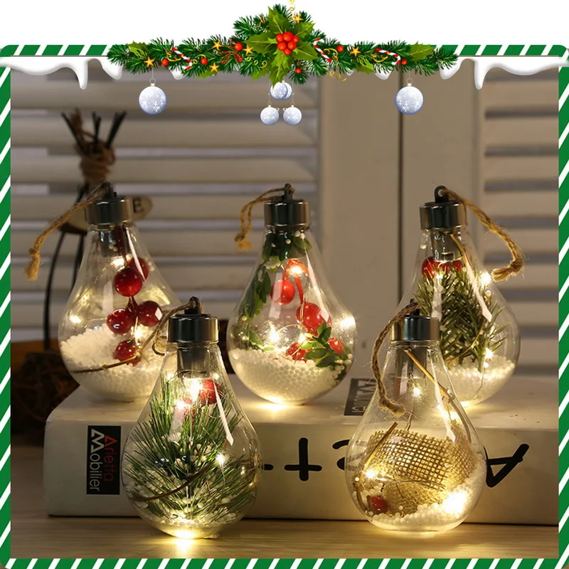 

1Pc LED Ball Lights Waterproof For Christmas Tree Wedding Home Indoor Decoration Transparent Christmas Ornament Plastic Bulb