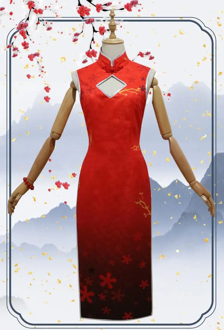 Аниме! Arknight Chen новогодний костюмный костюм hongxia красный Чонсам сексуальное