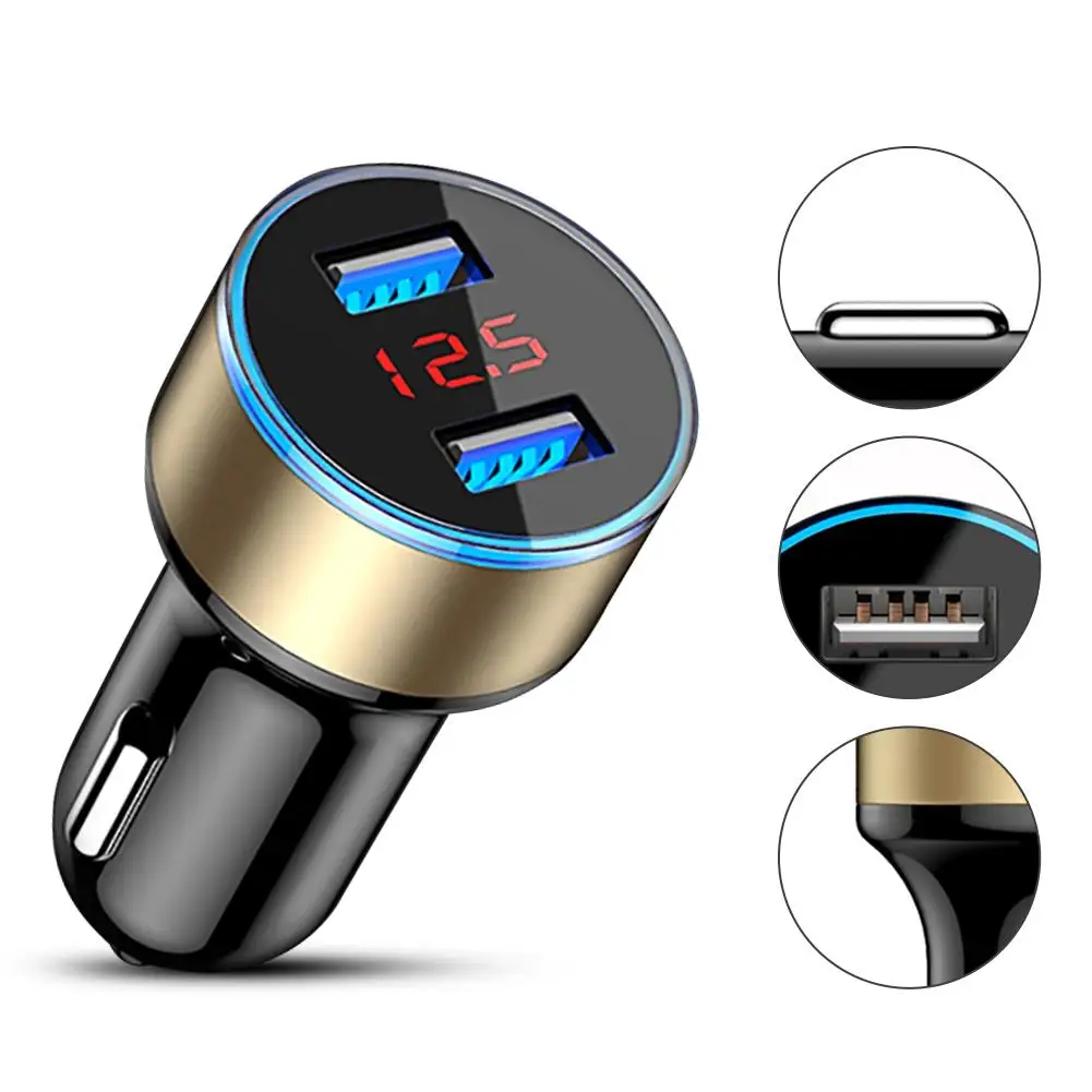Автомобильное зарядное устройство с двумя портами USB Цифровое красным