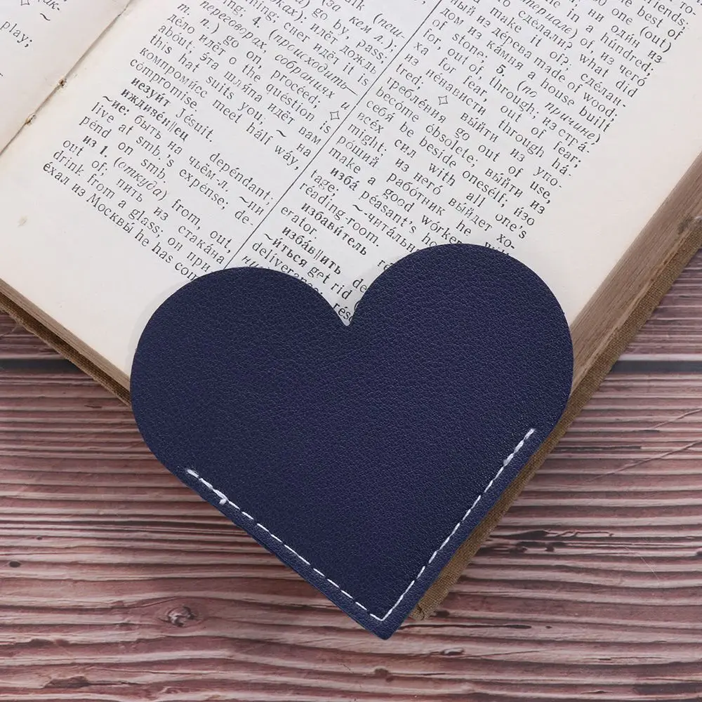 Love Heart Leather Bookmark Heart-Shaped Book Page Clip Corner Protective Cover | Канцтовары для офиса и дома