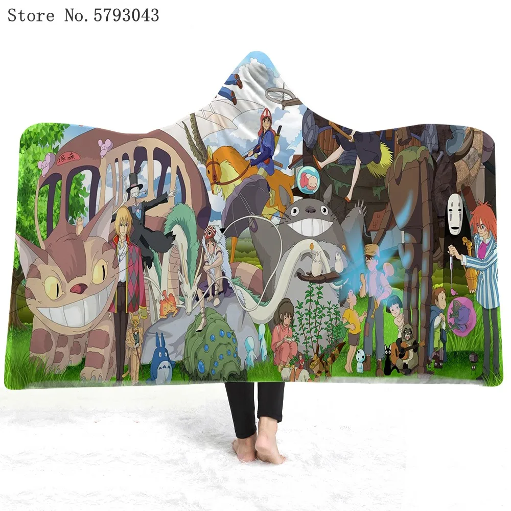 

Spirited Away Wearable Blanket 3D Print A Voyage of Chihiro Throw Blanket For Bedroom Fleece Blanket Nap Office Sofa Blanket